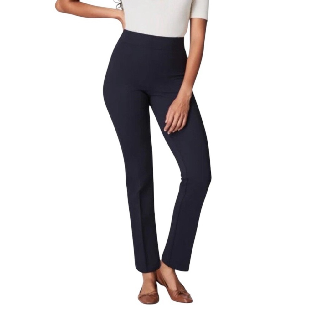 Spanx The Perfect Pant Slim Straight Ponte Knit In Black Size Large Tall 20254T